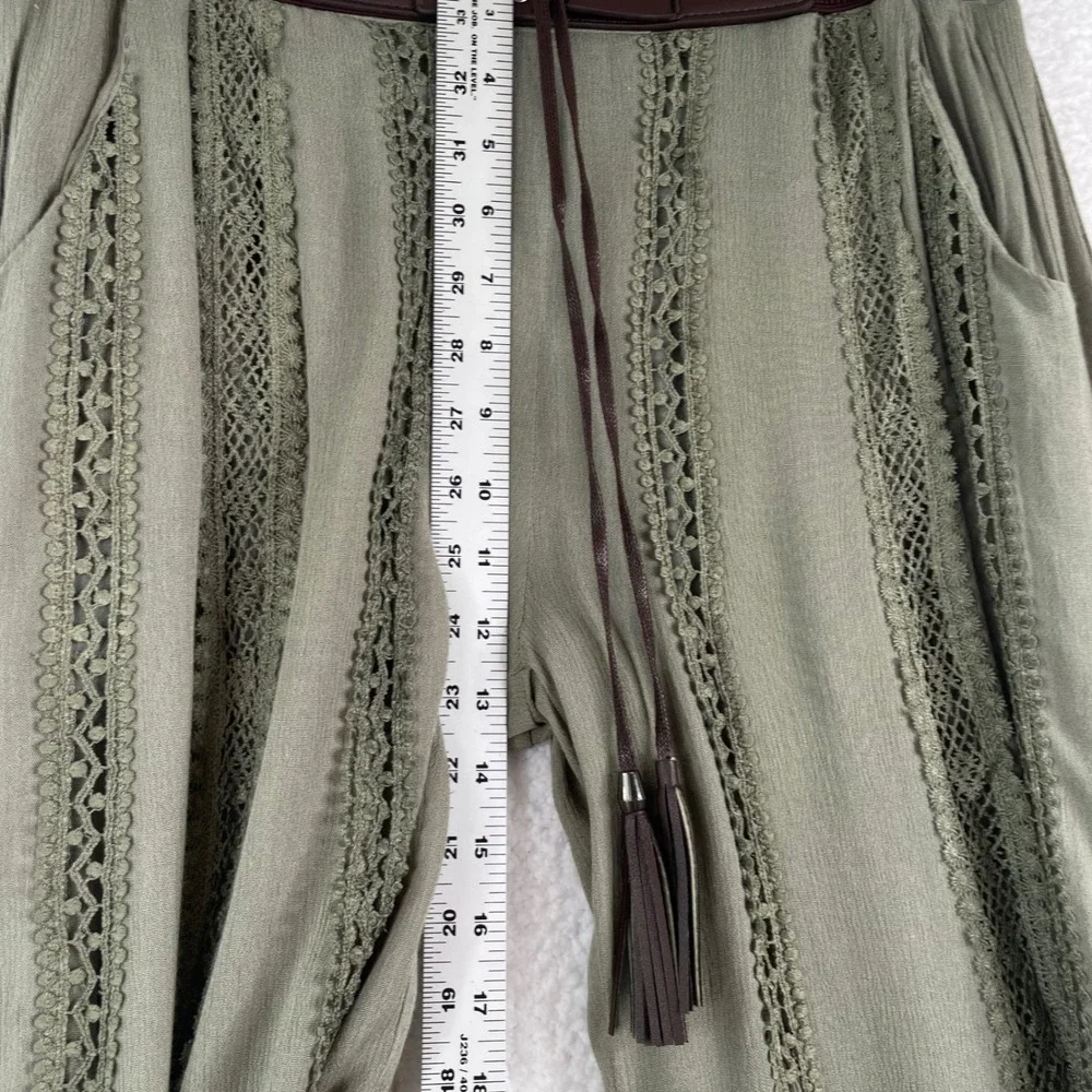 Altard State Womens L Sage Green Wide Leg Palazzo Pants Corset Waist Lace 17G361 - Picture 9 of 13